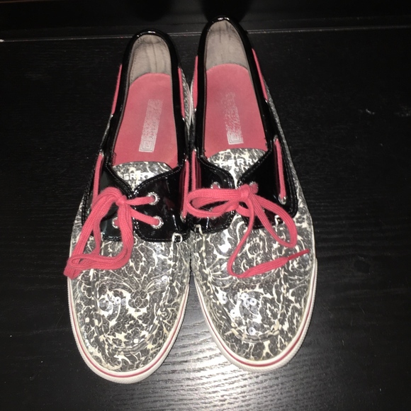Sperry Shoes - Sperry Top-Sider Boat Shoes Sequined Black & White